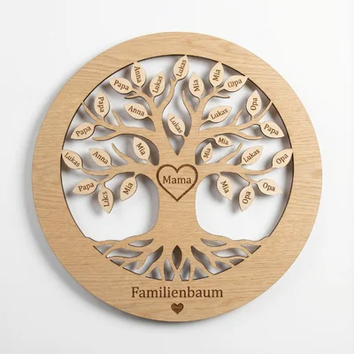 Familienbaum-Wandbild aus Holz mit Namen