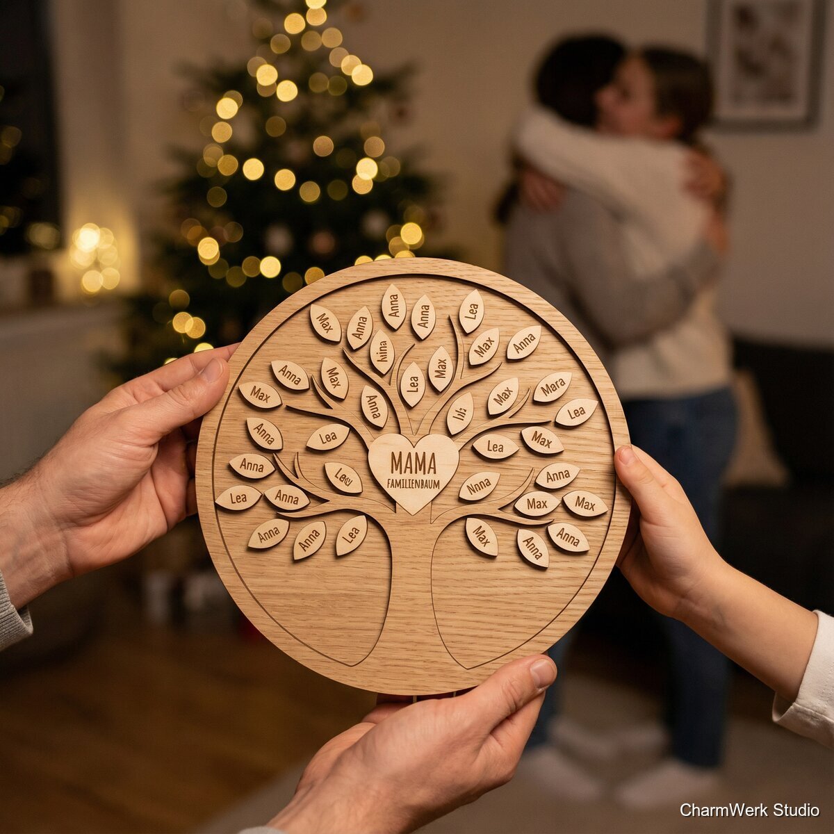 Familienbaum-Wandbild aus Holz mit Namen - Lifestyle