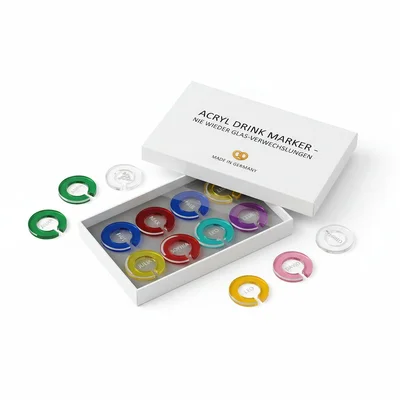 Acryl-Getränkemarker für Gläser mit Namen im Set