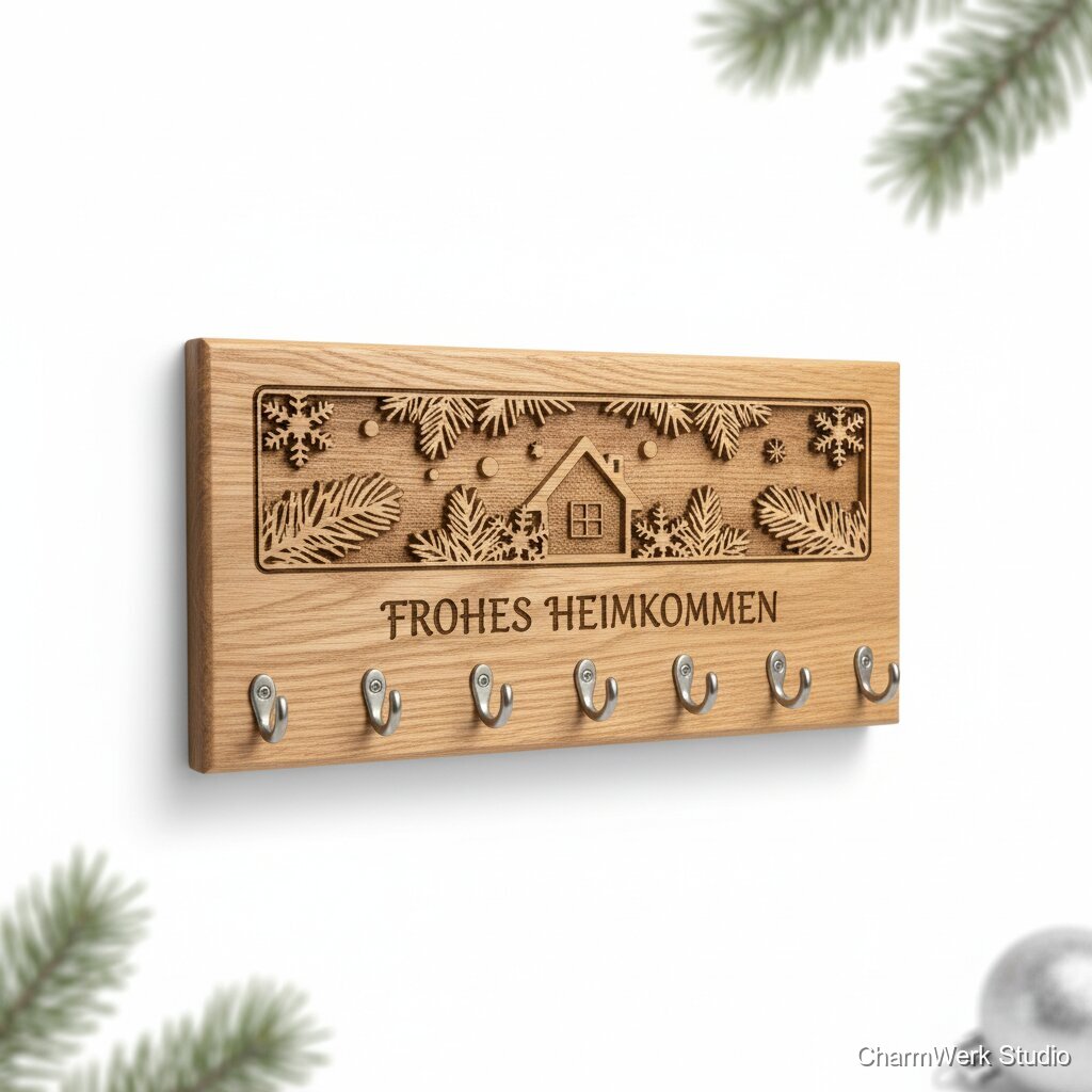 Weihnachtlicher Schlüsselbrett-Hausflur mit Winterrelief