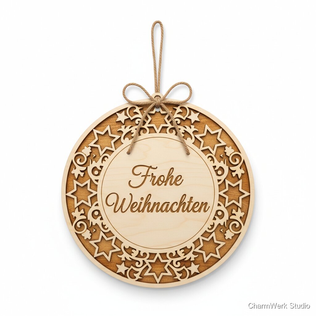 CNC-gefräster Sternenkranz als Türschild