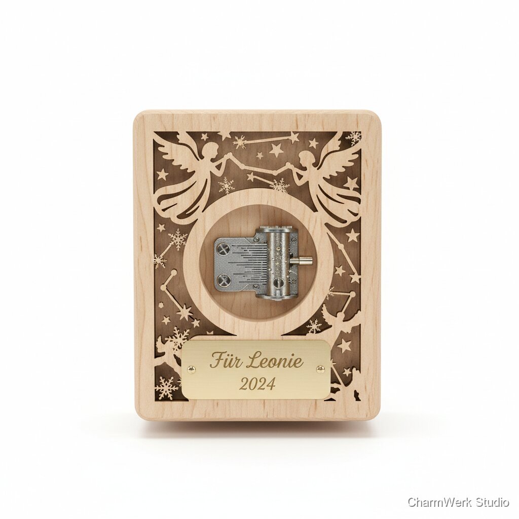 CNC-Engel-Spieluhrgehäuse mit Namensplakette