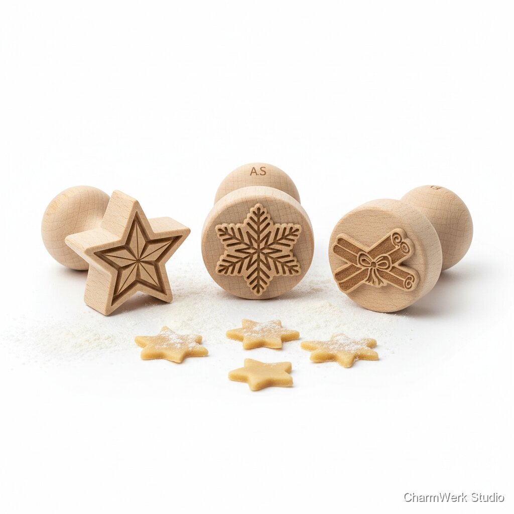 CNC-Keksstempel-Set aus Holz mit Wintermotiven