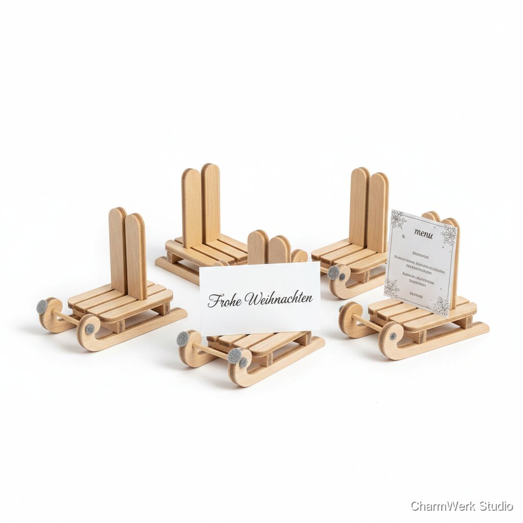 CNC-Tischkartenhalter „Schlitten“ für Festtafel