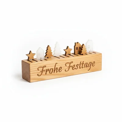 CNC-Kamin- oder Fensterbank-Display „Frohe Festtage“
