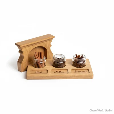 CNC-Mantelstück „Weihnachtsduft“ für Gewürzgläser