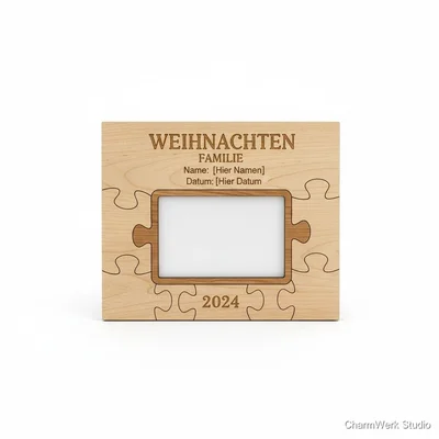 CNC-Weihnachts-Puzzle aus Holz mit Familienfoto-Layout