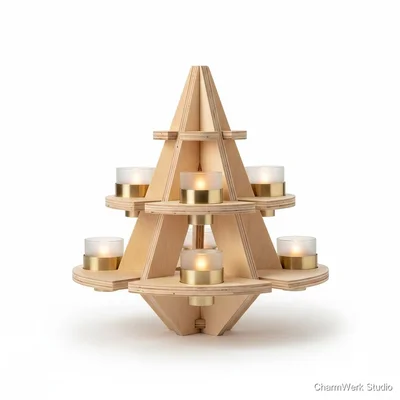 CNC-Weihnachtsbaum-Kerzenpyramide als Stecksystem