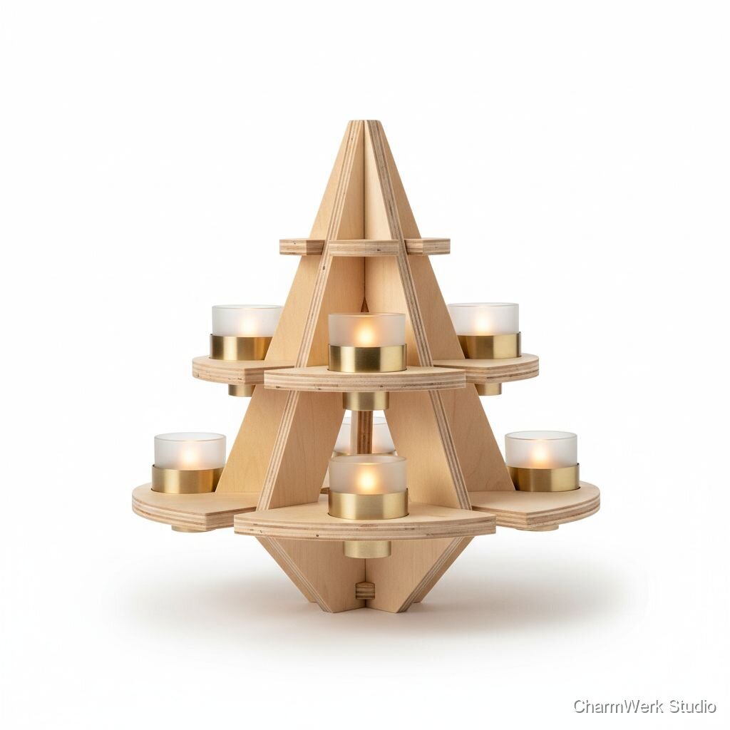 CNC-Weihnachtsbaum-Kerzenpyramide als Stecksystem