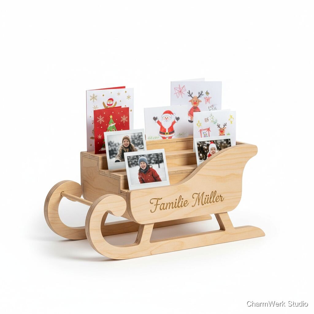 CNC-Schlitten-Regalchen für Weihnachtskarten und Fotos