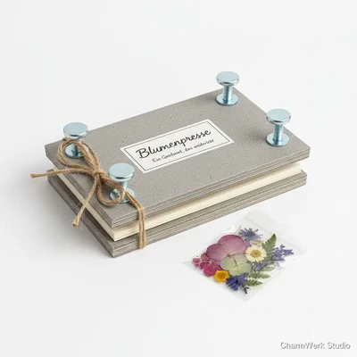 Blumenpresse aus Karton mit gepresstem Start-Set