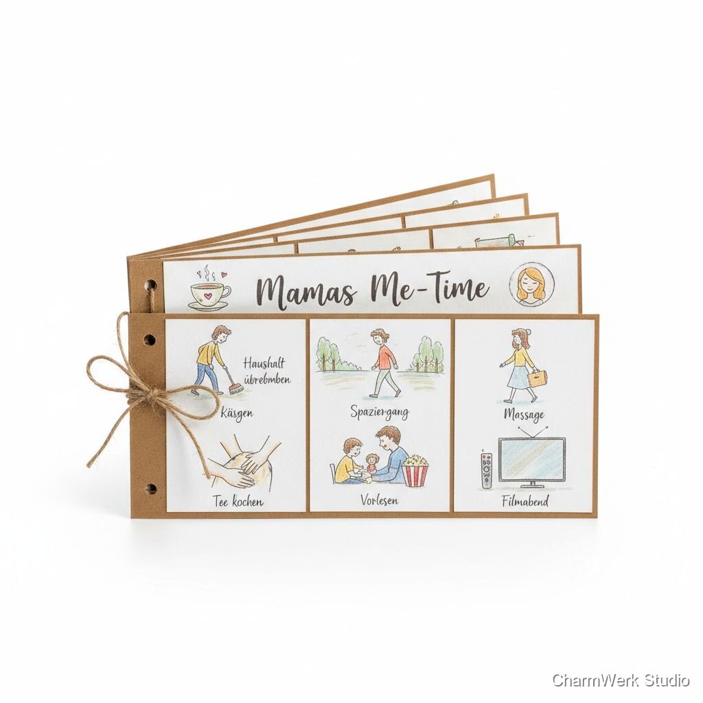 „Mamas Me-Time“ Gutscheinheft mit Illustrationen