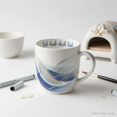 Handbemalte Tasse (Porzellan) mit Innenbotschaft