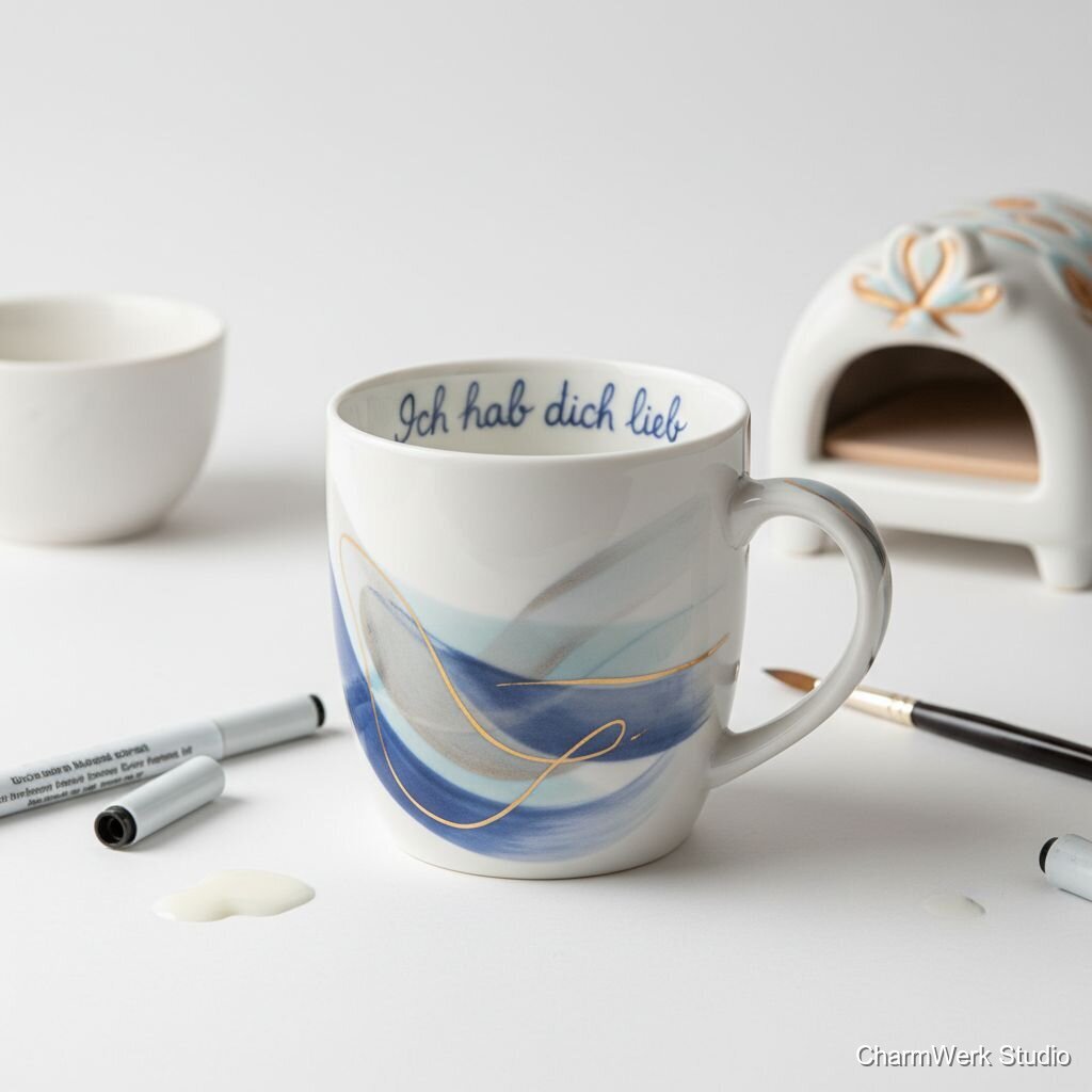 Handbemalte Tasse (Porzellan) mit Innenbotschaft
