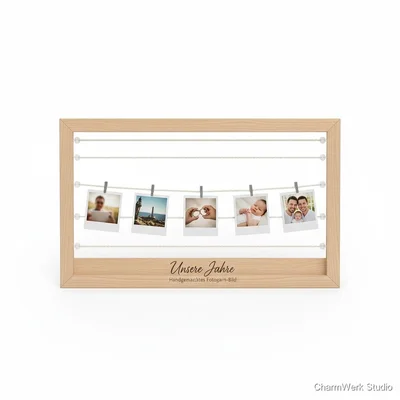 Handgemachtes Fotogarn-Bild „Unsere Jahre“