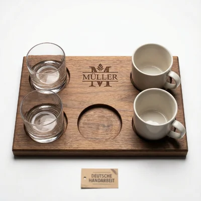 CNC-gefrästes Whisky- oder Kaffee-Tablett mit Monogramm