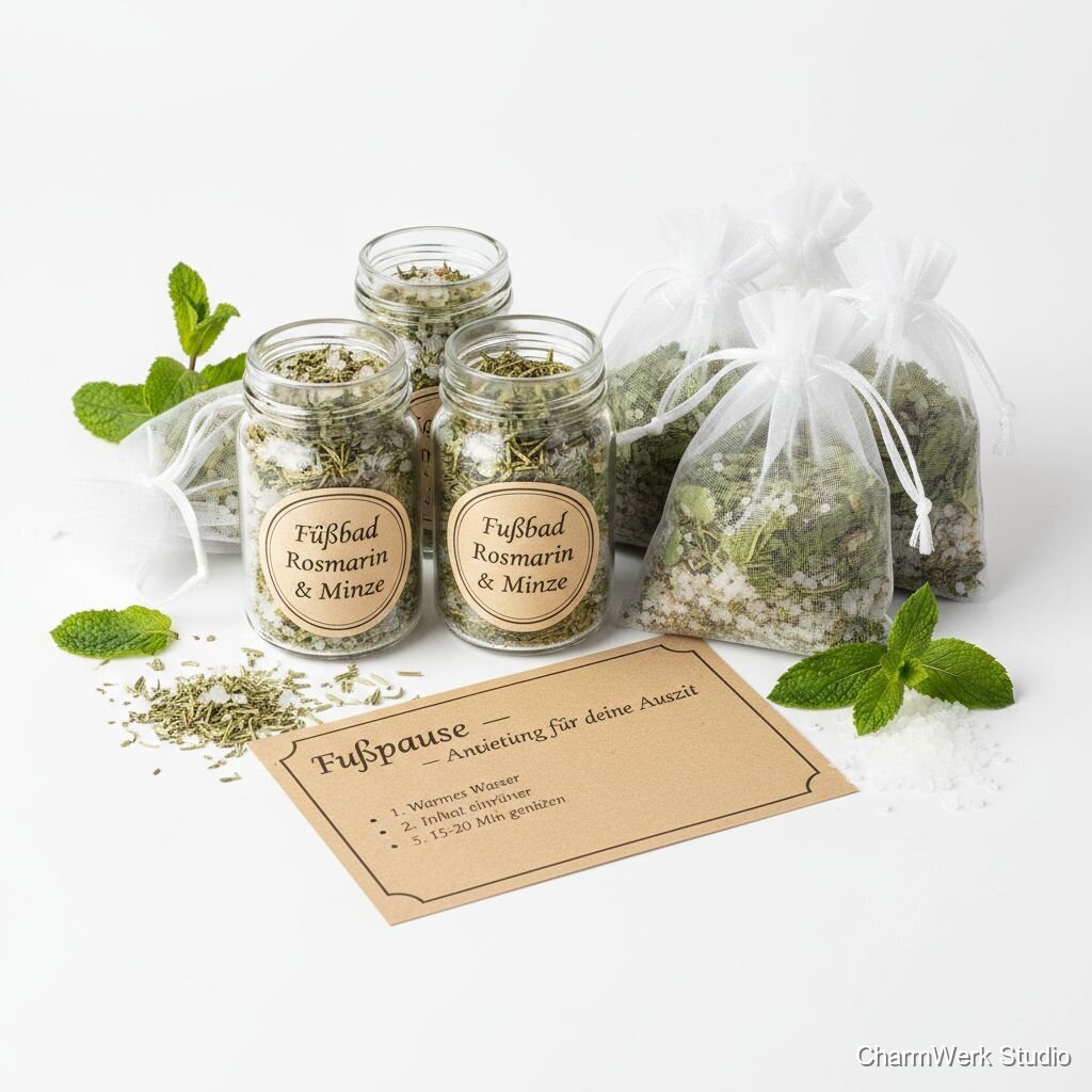 Handgemachtes Aromabad-Set „Fußpause“ mit Kräutern