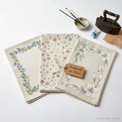 Handgemalte Stoffservietten mit Blumenrand