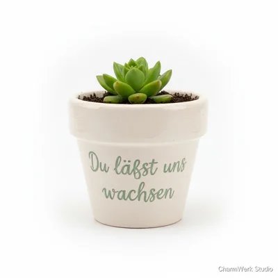 Handmodellierter Mini-Blumentopf mit Botschaft