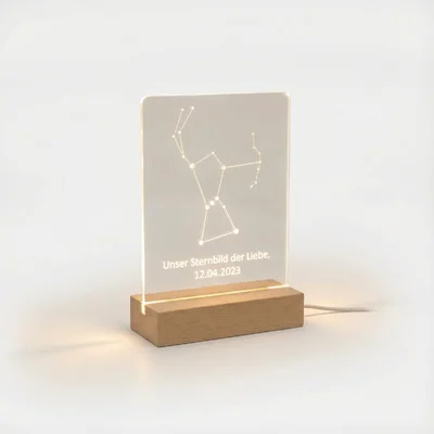 Acryl-LED-Nachtlicht mit Sternbild & Widmung