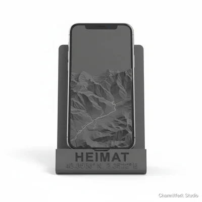 Personalisierter Smartphone-Stand mit Topografie-Relief