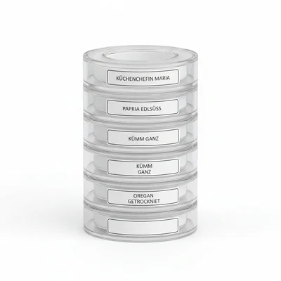 Stackbare Gewürzring-Organizer mit Etikettenfenstern