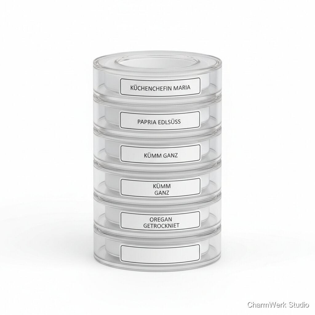 Stackbare Gewürzring-Organizer mit Etikettenfenstern
