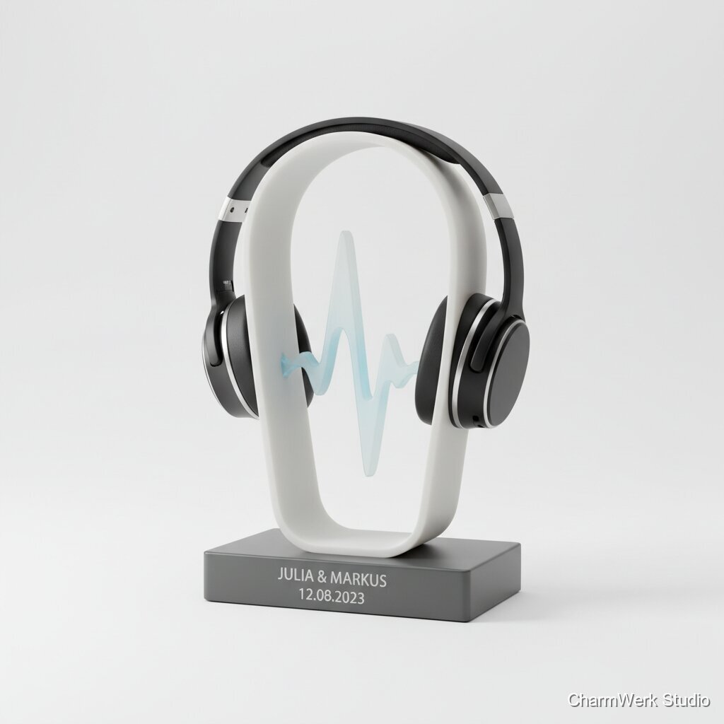 Personalisierter Kopfhörerständer als Soundwave-Skulptur