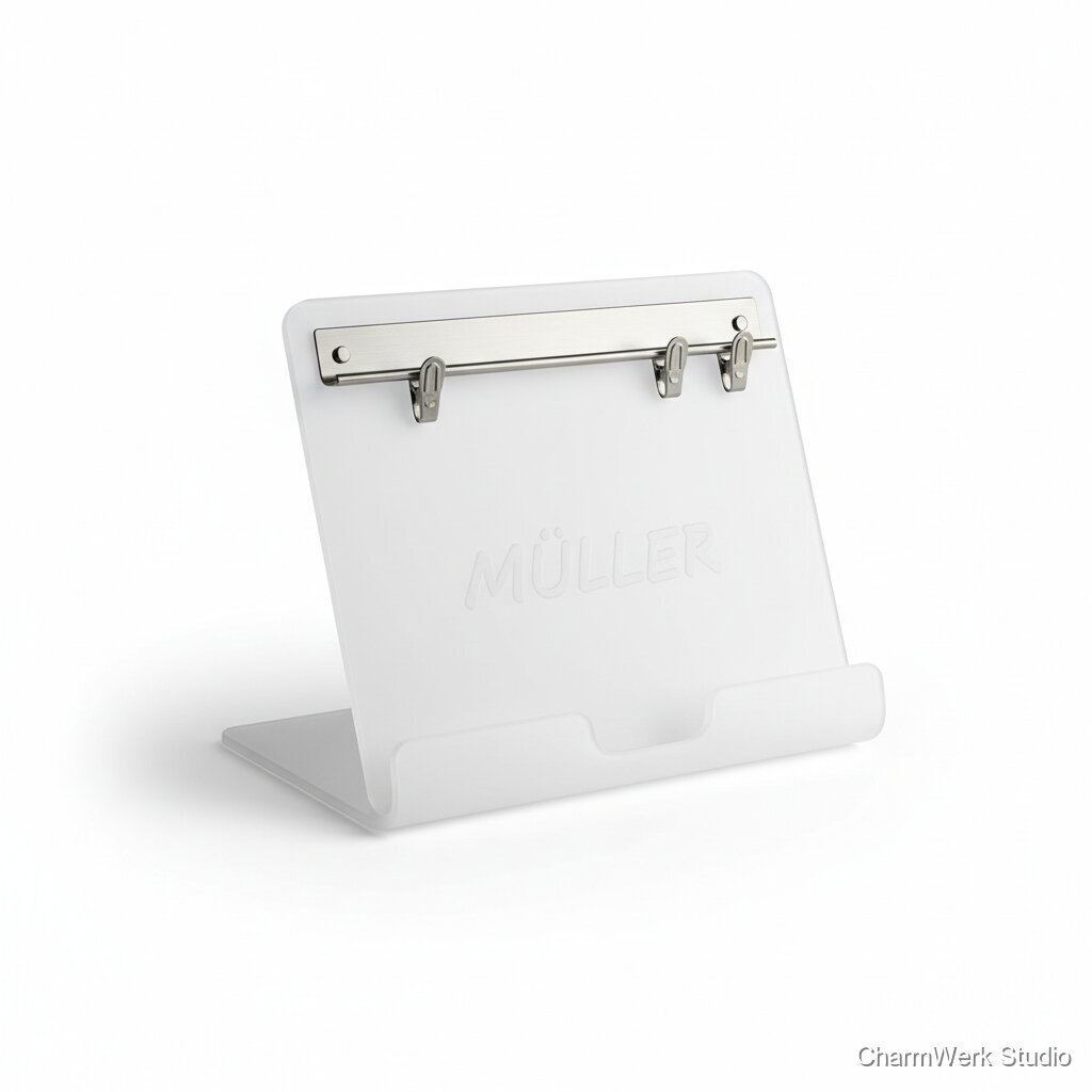 Rezeptkarten-Halter mit Familiennamen und Clip-Leiste