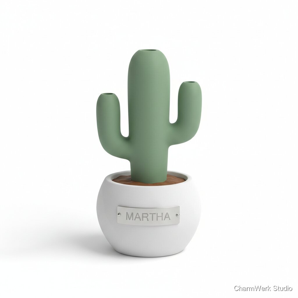 Mini-„Büro-Pflanze“: Kaktus-Stifthalter mit Namen