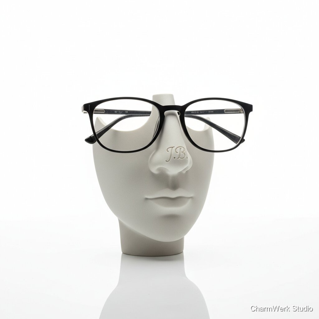 Personalisierter Brillenständer als Nasenprofil-Skulptur