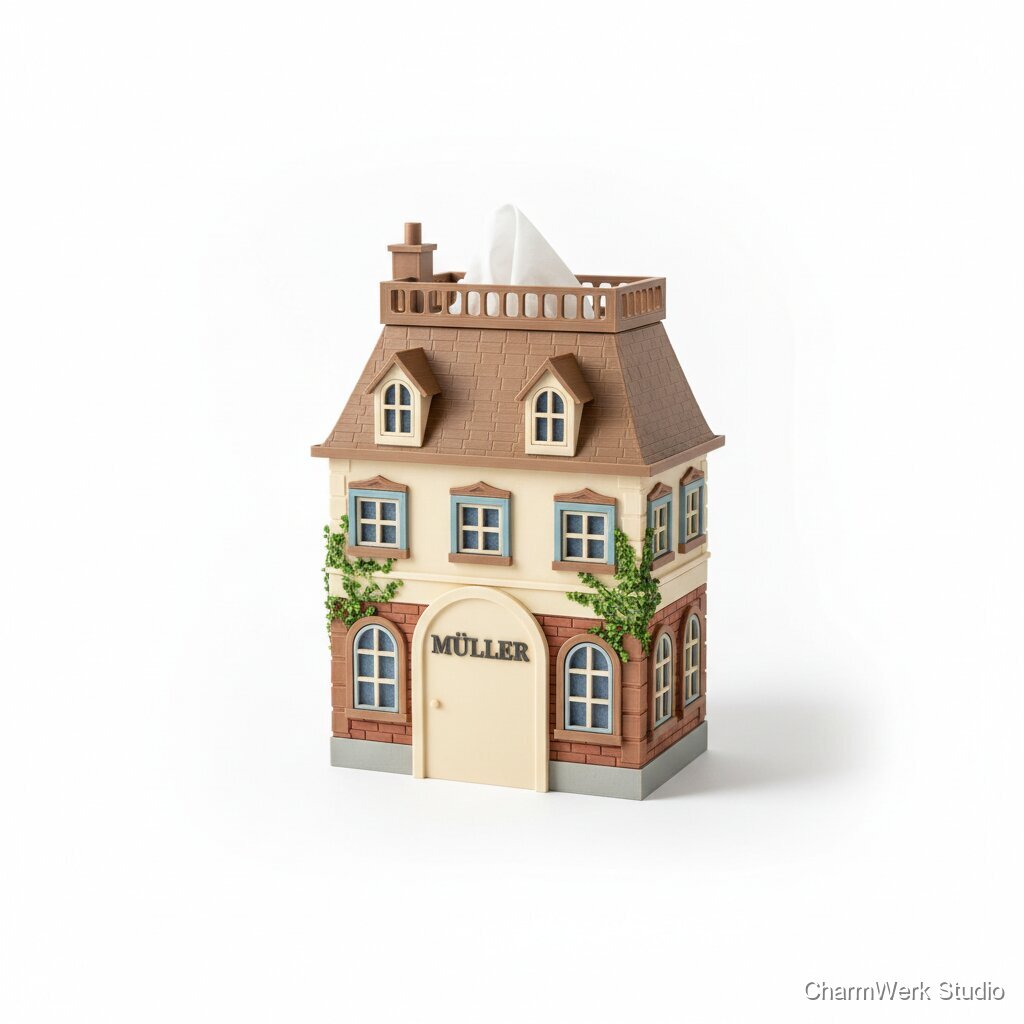 Personalisierter Taschentuchbox-Überzug als Hausfassade