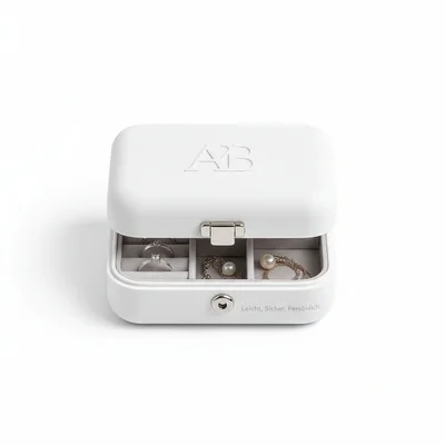 Kompaktes Reise-Schmucketui mit Initialen und Fächern