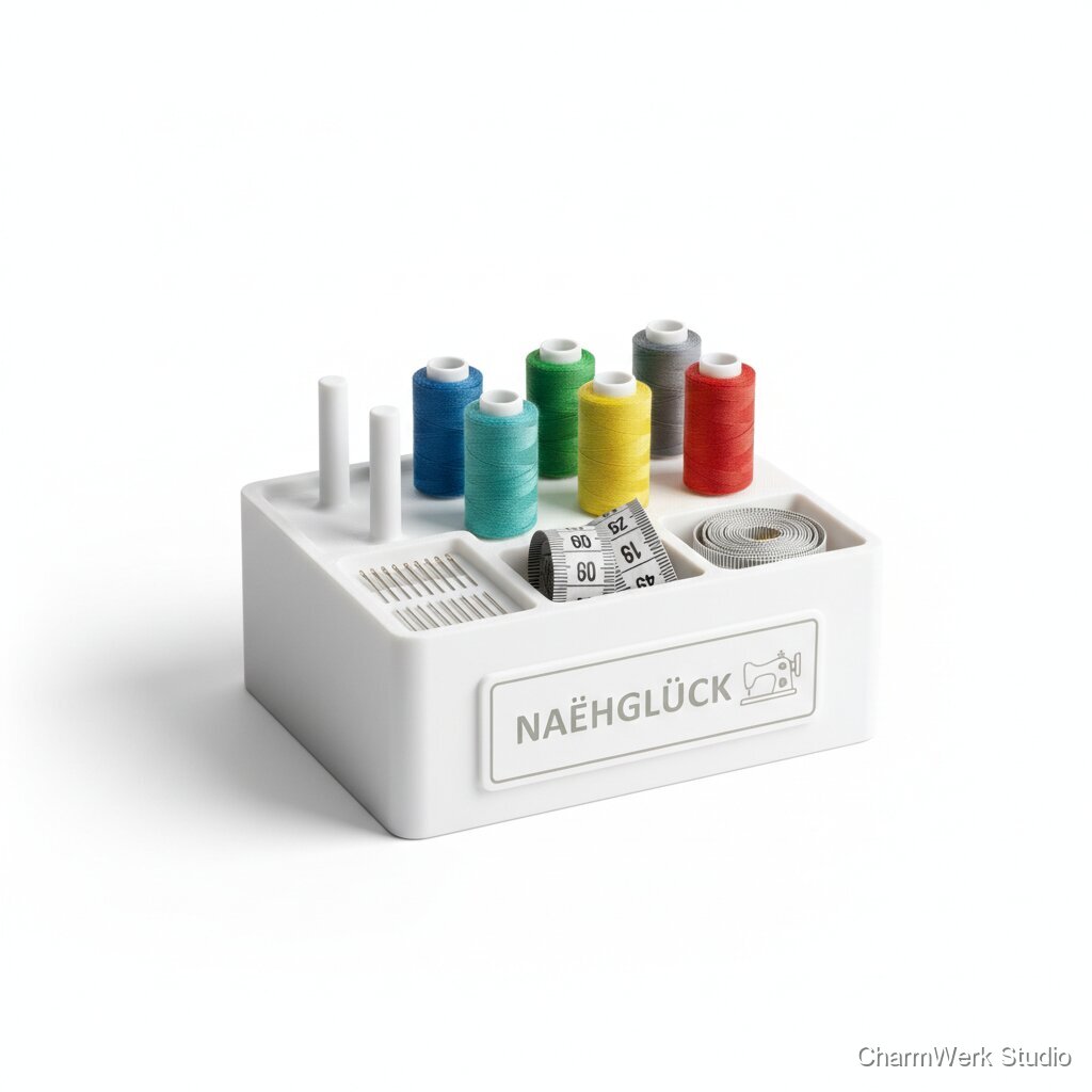 Personalisierter Nähzubehör-Organizer mit Garnrollenachsen
