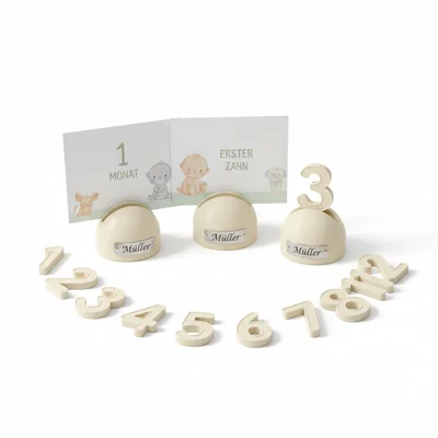 „Baby-Meilensteine“ Kartenhalter-Set mit Zahlenaufsatz