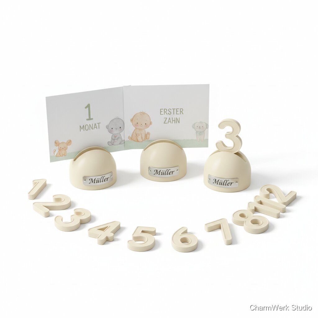 „Baby-Meilensteine“ Kartenhalter-Set mit Zahlenaufsatz