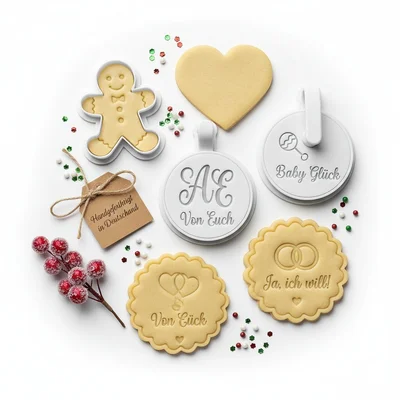 Custom Cookie-Cutter Set mit Monogramm-Prägestempel