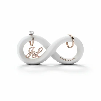 3D-Ringhalter in Unendlichkeitsform mit Initialen