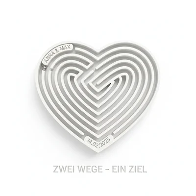 „Zwei Wege – ein Ziel“ 3D-gedrucktes Labyrinth-Herz