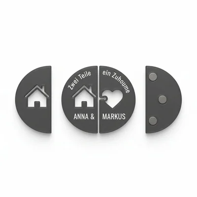 Magnetisches „Zwei Teile ein Zuhause“ Türschild-Set