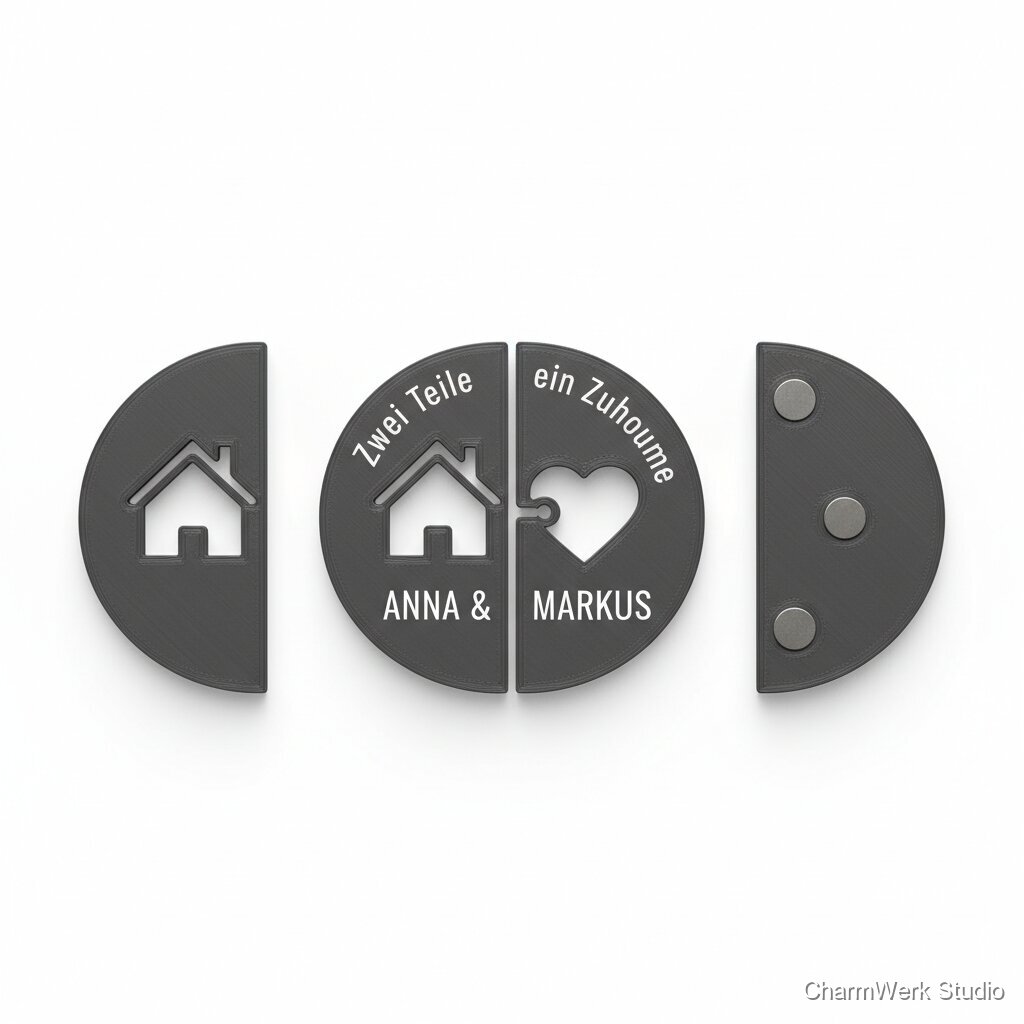 Magnetisches „Zwei Teile ein Zuhause“ Türschild-Set