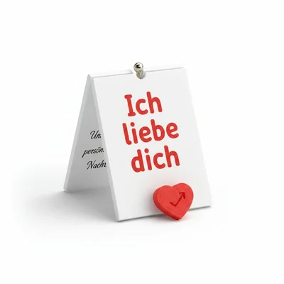 Mechanische „Love-Flip“ Aufstellerkarte mit Klapp-Text