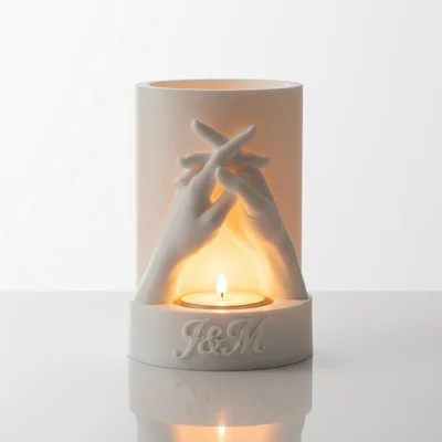 „Hand in Hand“ Teelichthalter als 3D-Relief