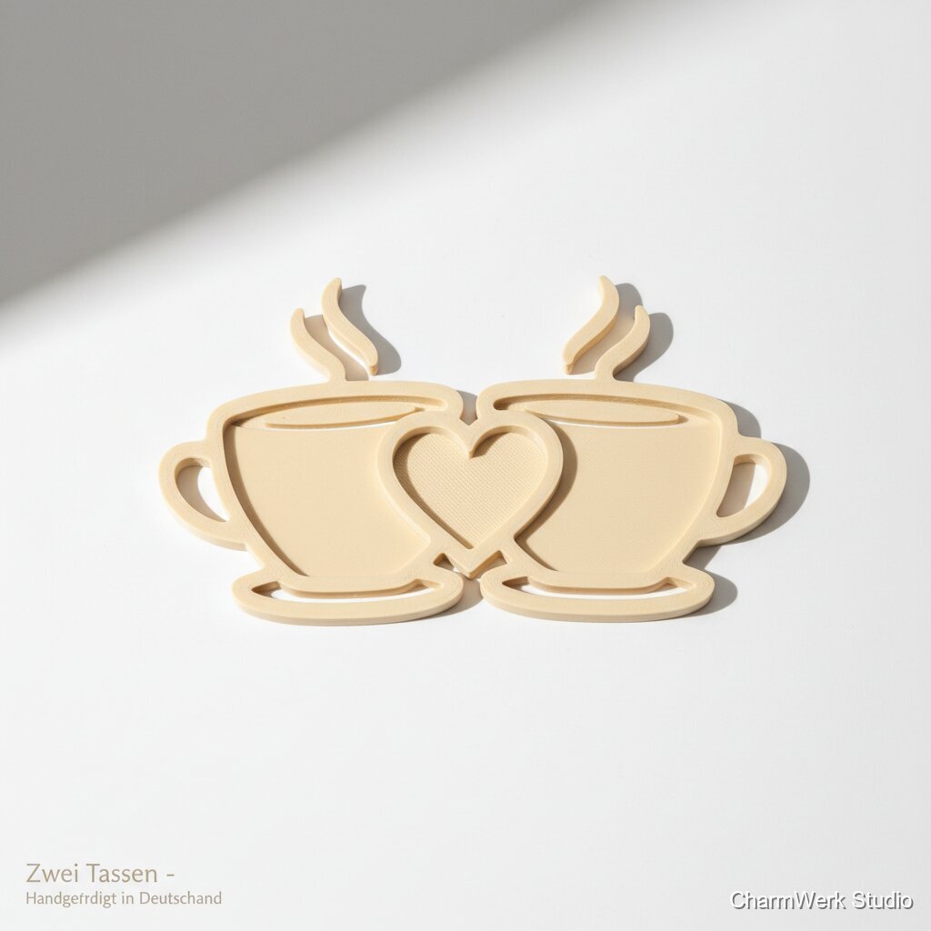 3D-gedrucktes „Zwei Tassen“-Untersetzer-Set als Steckmotiv