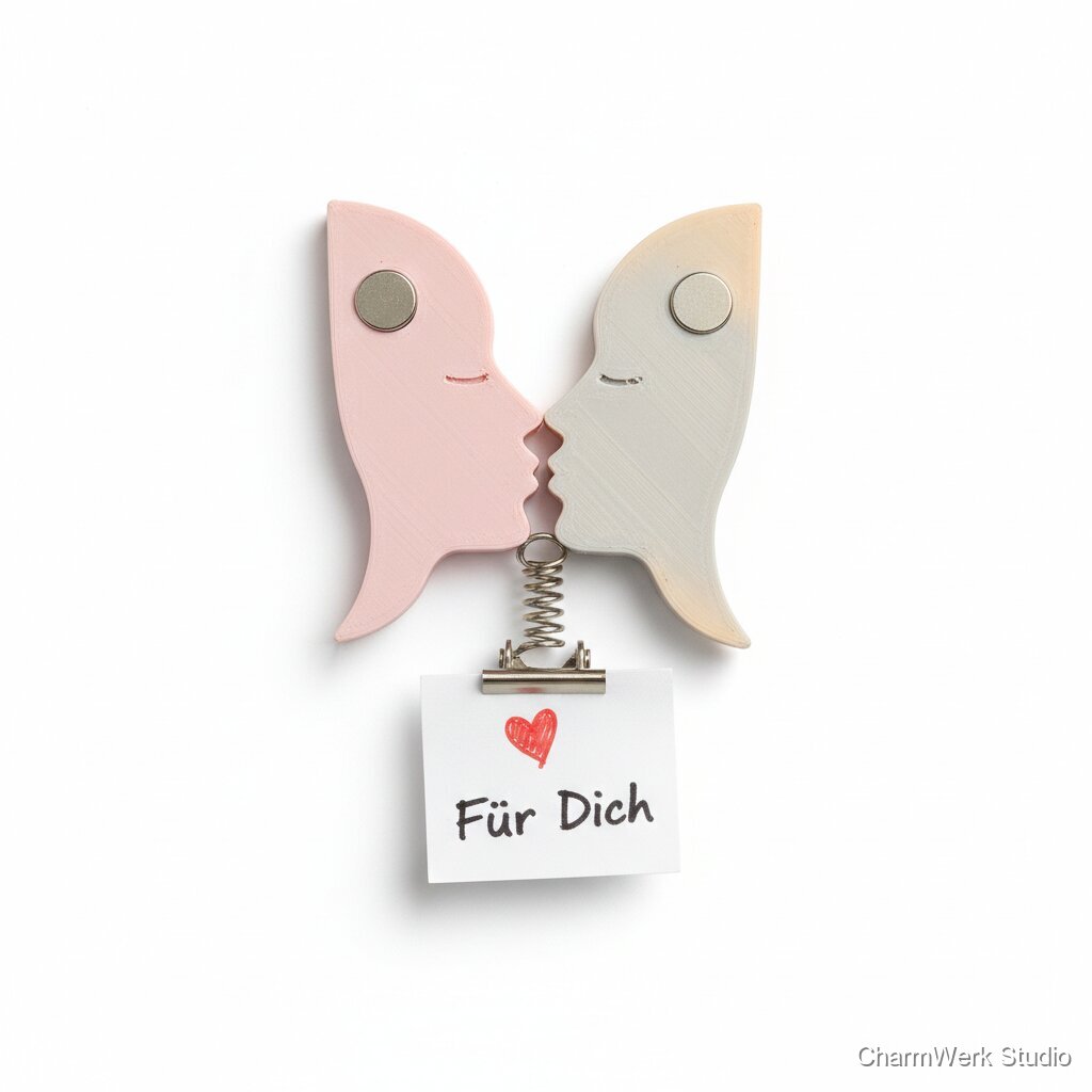 3D-gedruckter „Kuss-Magnet“ als Kühlschrank-Clip