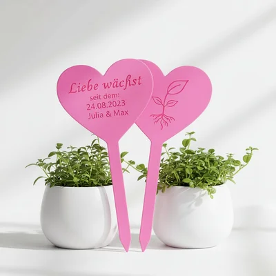 3D-gedrucktes „Liebe wächst“ Pflanzschild-Set mit Datum