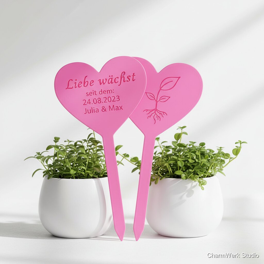 3D-gedrucktes „Liebe wächst“ Pflanzschild-Set mit Datum