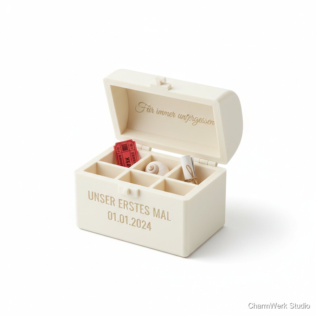 3D-gedruckte Mini-Schatztruhe für „erste Male“ Erinnerungen