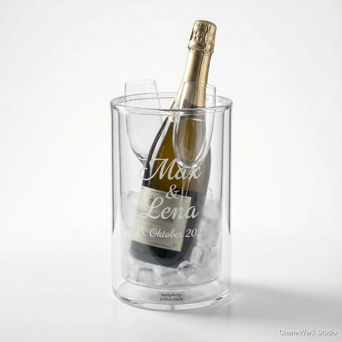 Gravierter Wein- oder Sektkühler aus Acryl
