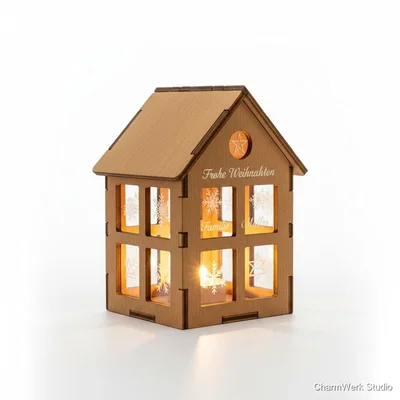 CNC-Holzhaus „Lichterfenster“ mit Acrylglas-Einsätzen
